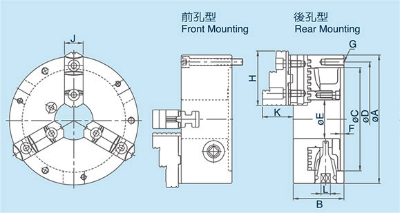 JIS 3-Jaw Powerful Type Scroll Chucks