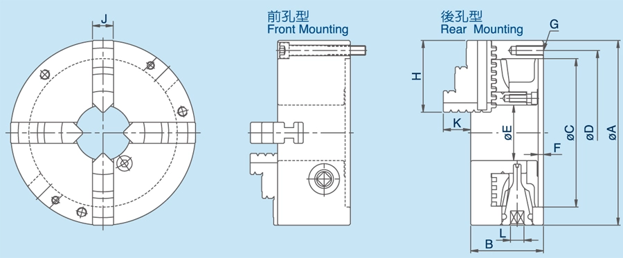 JIS 4-Jaw Scroll Chucks