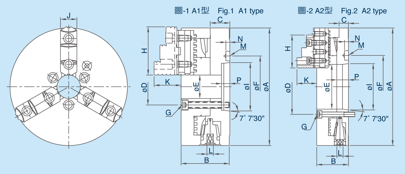 GB 3-Jaw A1powerful Type Scroll Chucks